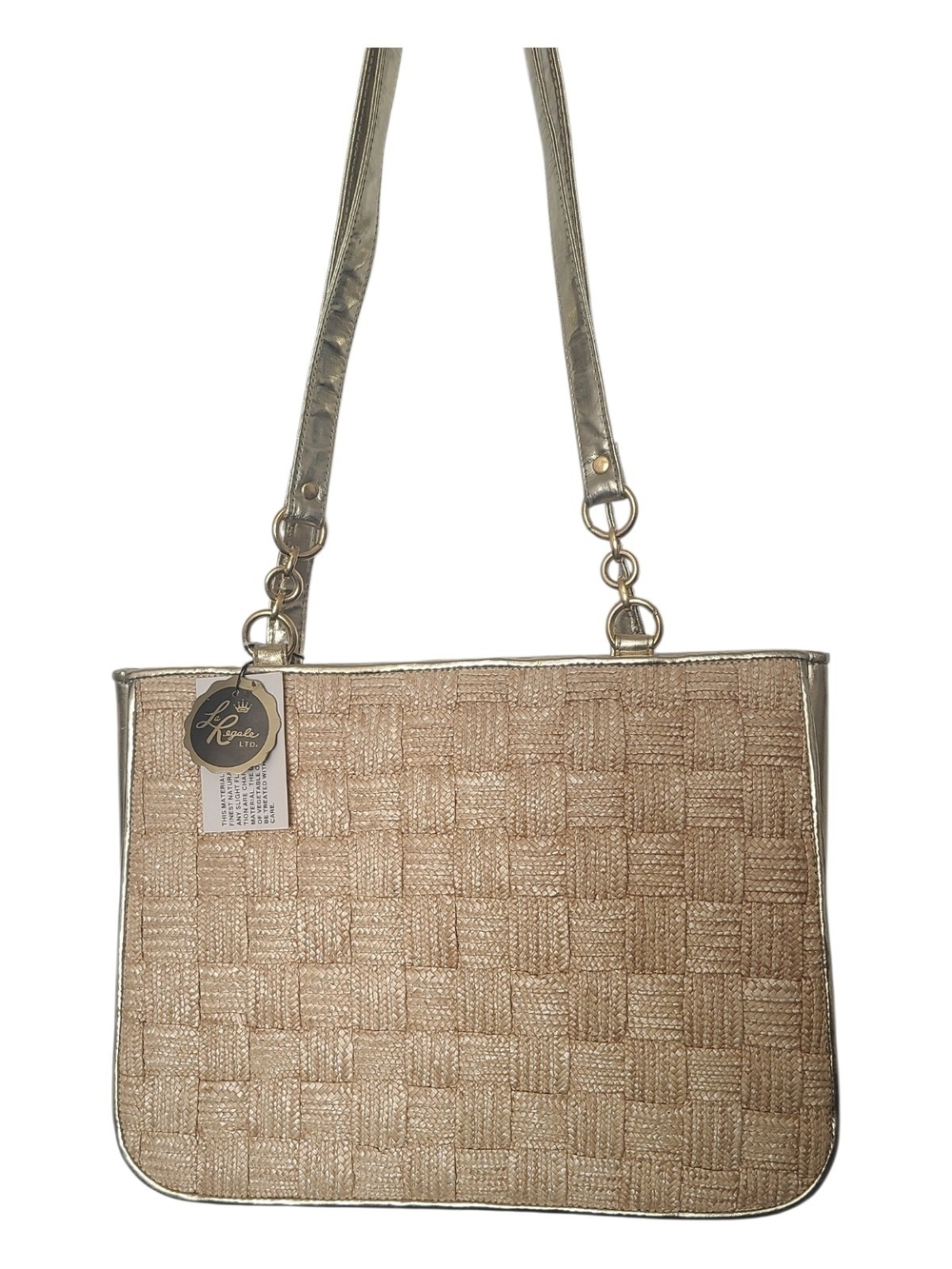 La Regale Gold Woven Shoulder Tote